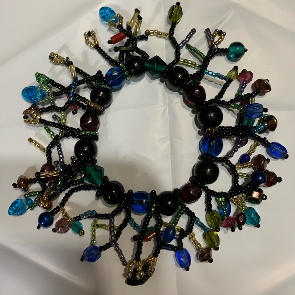 Unique hand made stretchy Multicolor glass Beaded bracelet #205